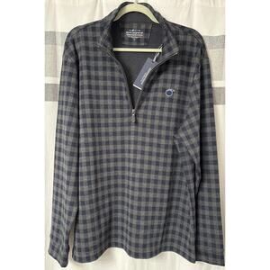NWT Vineyard Vines OTG Mens Large Bluffs Quarter 1/4 Zip Sweatshirt Gray Plaid